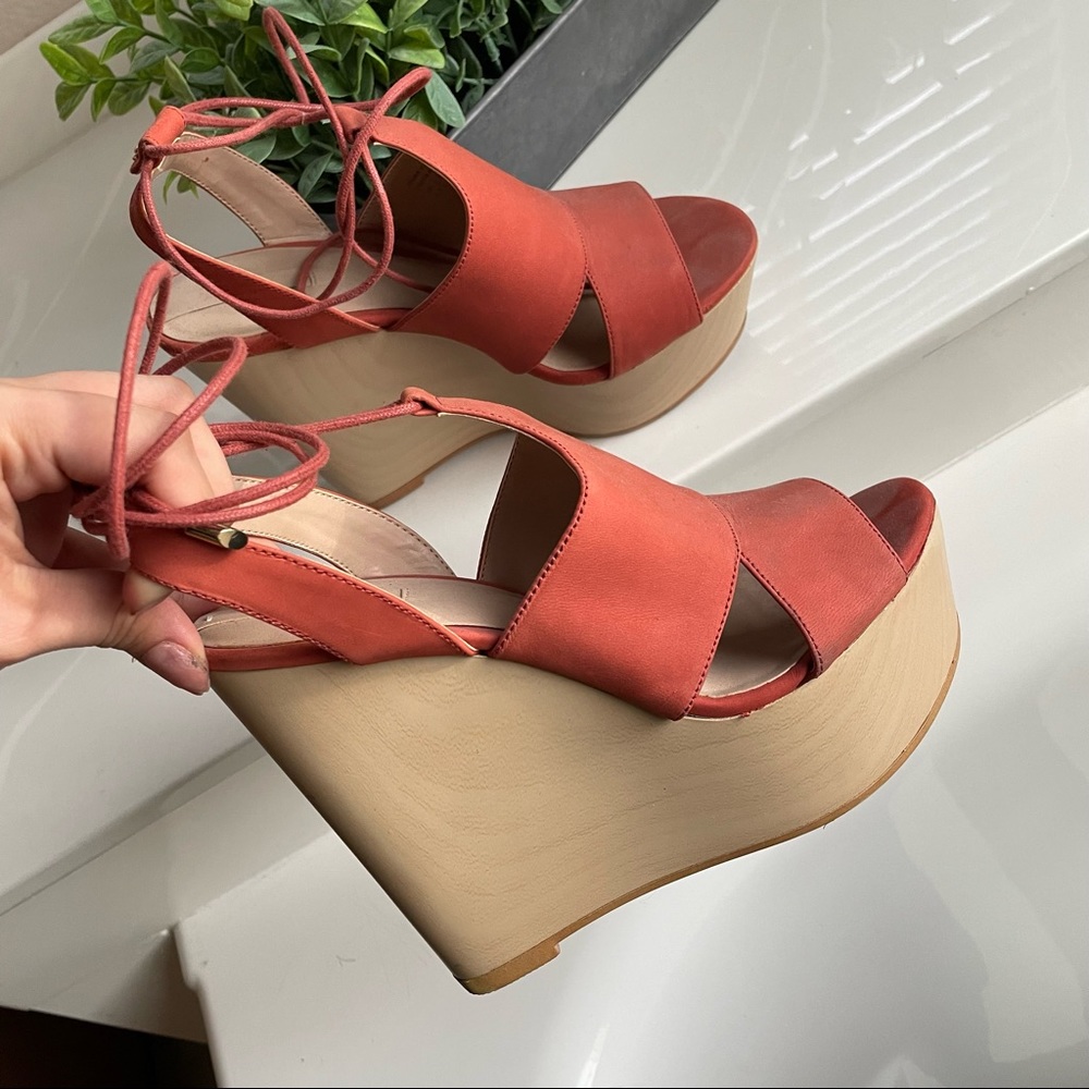 Aldo Orange lace up Wedges